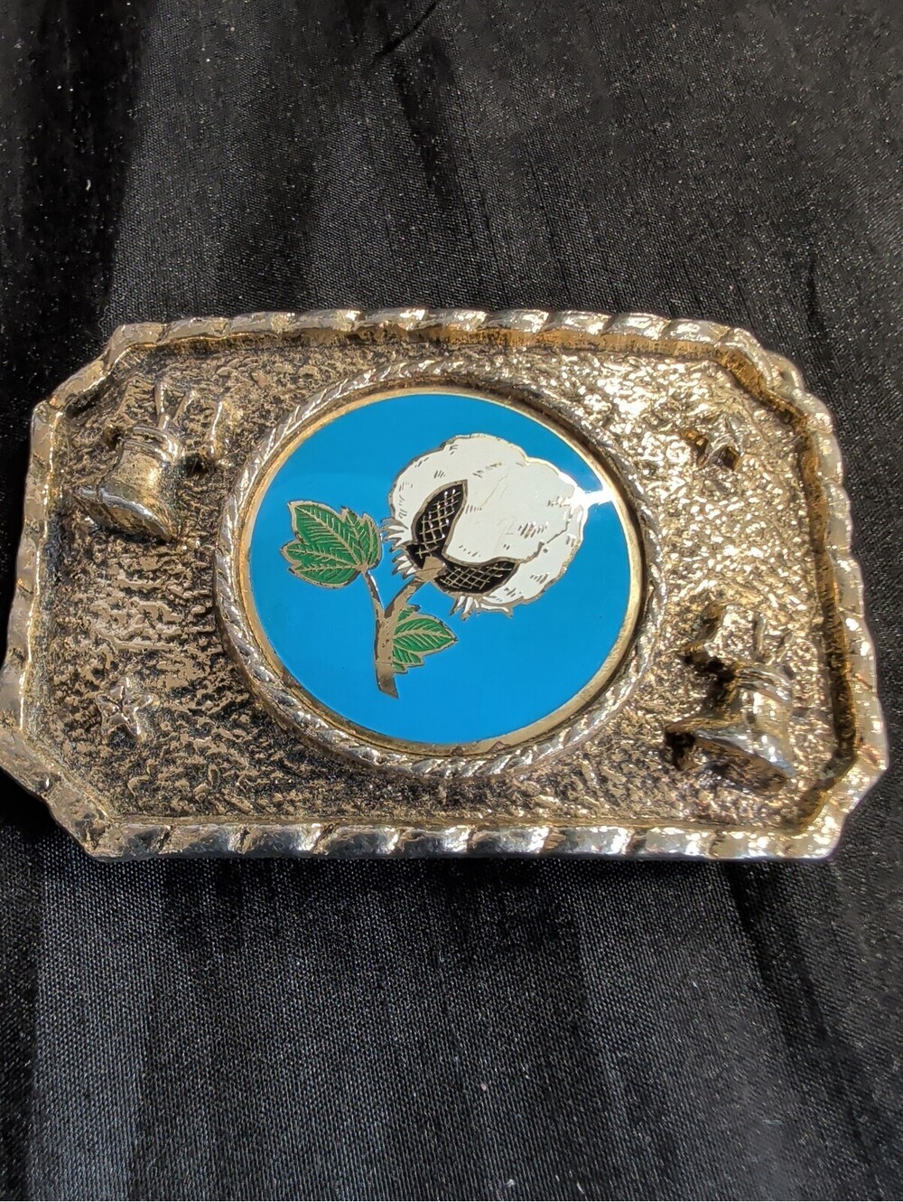 Vintage Metal Belt Buckle with Cotton ball